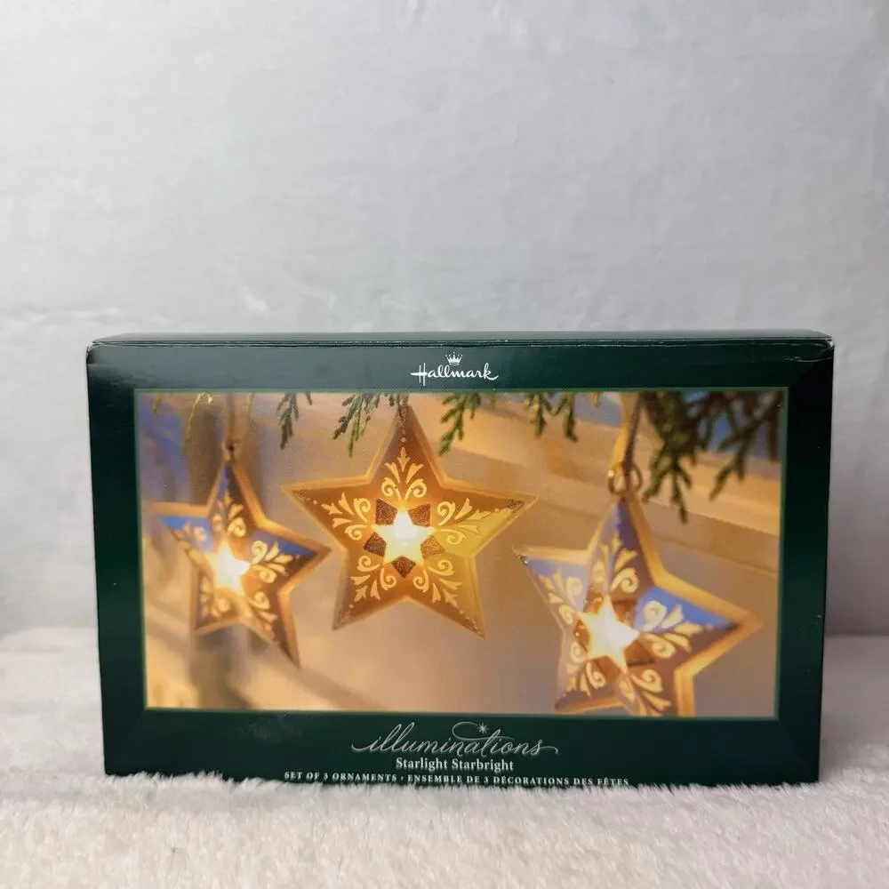 Hallmark Illuminations Starlight Starbright Set Of 3 In Box & Power Box Pack EUC